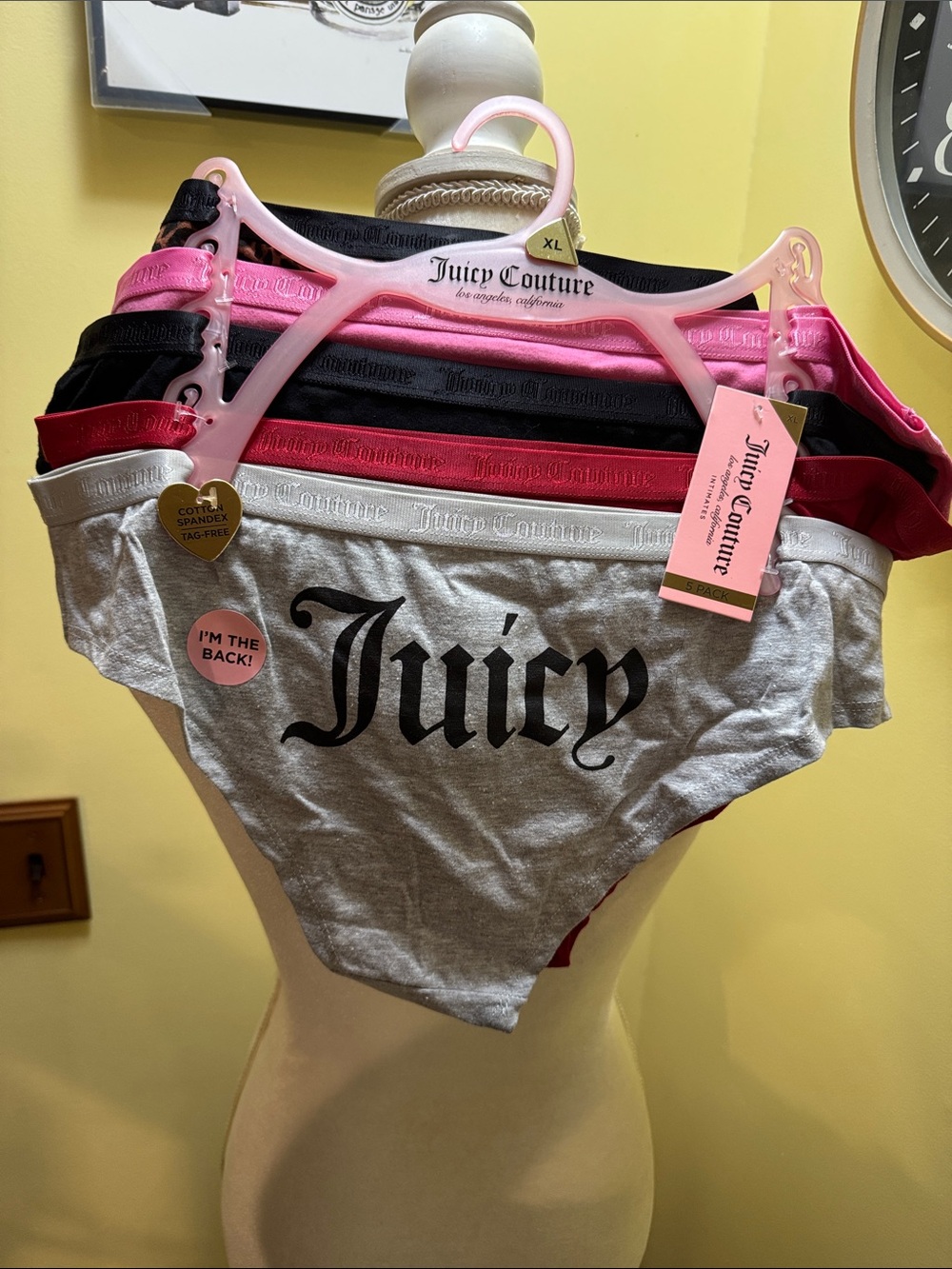 NWT Juicy Couture 5 pack tag free panties size XL.